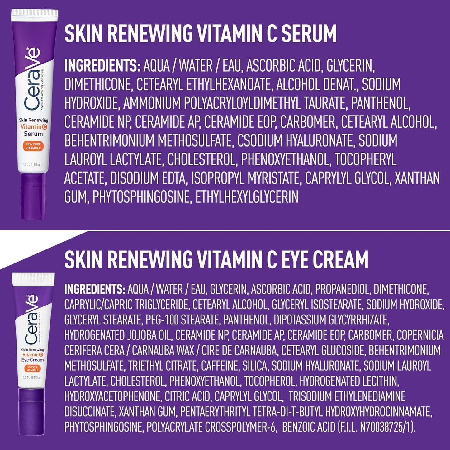 CeraVe Skin Renewing Vitamin C Serum 30ml | Brightening, Anti-Aging & Hydrating